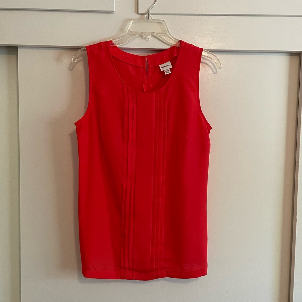Pleated Front Sleeveless Top Size Medium